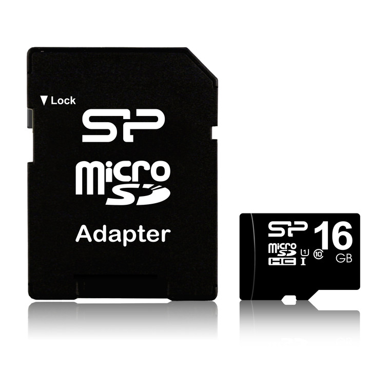 SP016GBSTH010V10SP, 16GB microSDHC Class 10 R/W up to 40/10 MB/s, w/ adapter