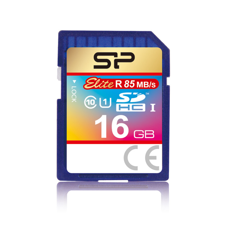 SP016GBSDHAU1V10, 16GB SDHC Elite Class 10 UHS-1 (U1) R/W up to 85/10 MB/s