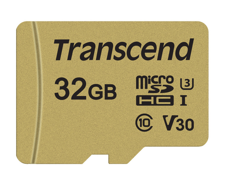 TS32GUSD500S, 32GB UHS-I U3 microSD w/ adapter, MLC