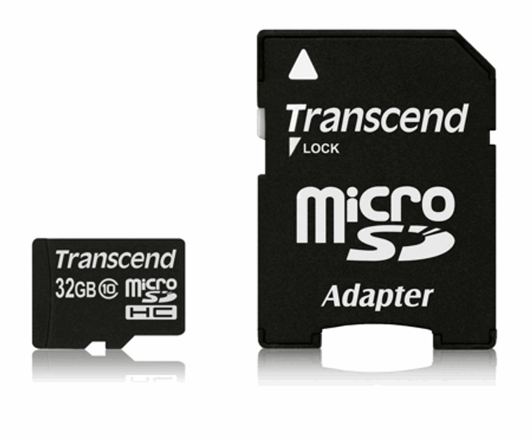 TS32GUSDHC10, 32GB microSDHC Class 10 w/ adapter
