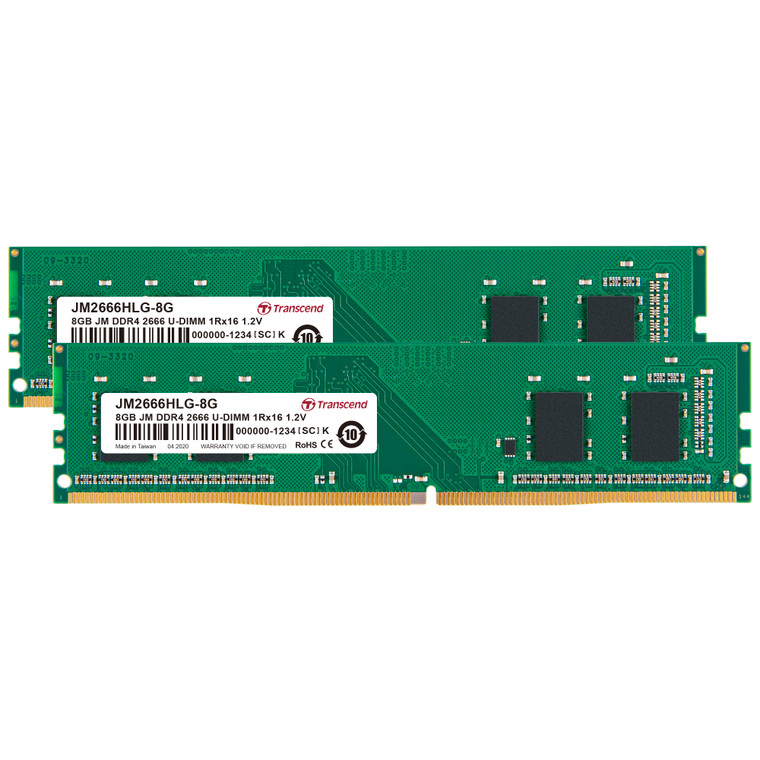 JM2666HLG-16GK, 16GB KIT JM DDR4 2666Mhz U-DIMM 1Rx16 1Gx16 CL19 1.2V