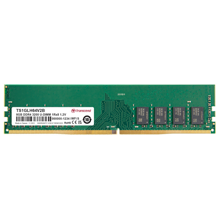 TS1GLH64V2B, 8GB DDR4 3200Mhz U-DIMM 1Rx8 1Gx8 CL22 1.2V