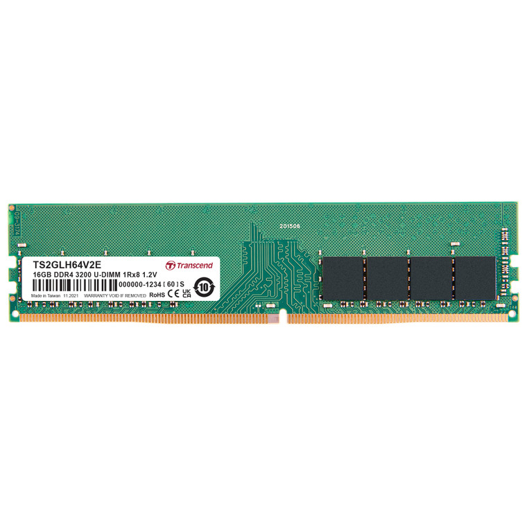 TS2GLH64V2E, 16GB DDR4 3200Mhz U-DIMM 1Rx8 2Gx8 CL22 1.2V