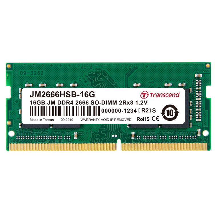 JM2666HSB-16G, 16GB JM DDR4 2666Mhz SO-DIMM 2Rx8 1Gx8 CL19 1.2V