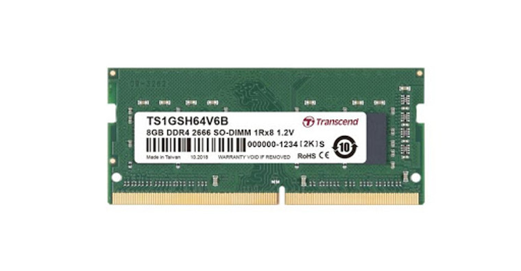 TS1GSH64V6B, 8GB DDR4 2666Mhz SO-DIMM 1Rx8 1Gx8 CL19 1.2V