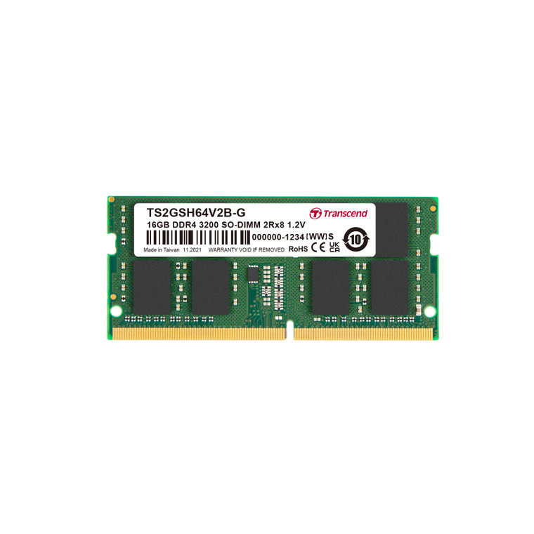 TS2GSH64V2B, 16GB DDR4 3200Mhz SO-DIMM 2Rx8 1Gx8 CL22 1.2V