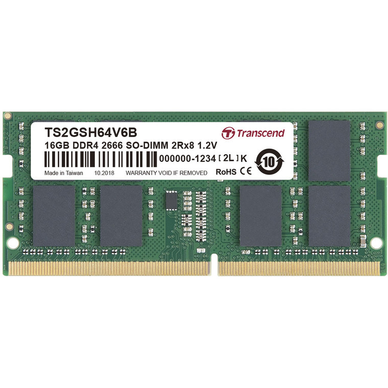 TS2GSH64V6B, 16GB DDR4 2666Mhz SO-DIMM 2Rx8 1Gx8 CL19 1.2V