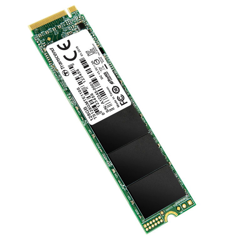 TS128GMTE110S, 128GB, M.2 2280, PCIe Gen3x4, NVMe, 3D TLC, DRAM-less