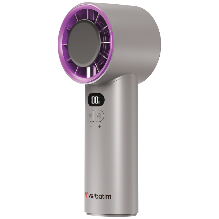 32342, Cool n Go IceTouch Handheld Fan Grey/Purple