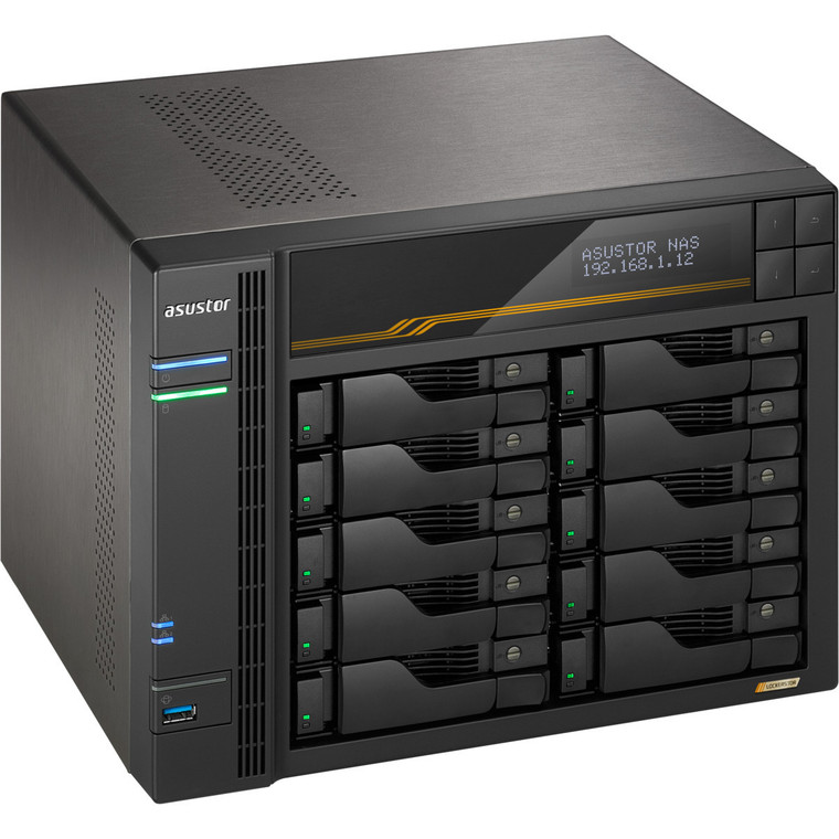 AS6810T, Asustor Lockerstor 10 Gen3 AS6810T 10 Bay NAS, Quad-Core 2.3GHz CPU, Dual USB 4 Ports, Dual 10GbE Ports, Dual 5GbE Port