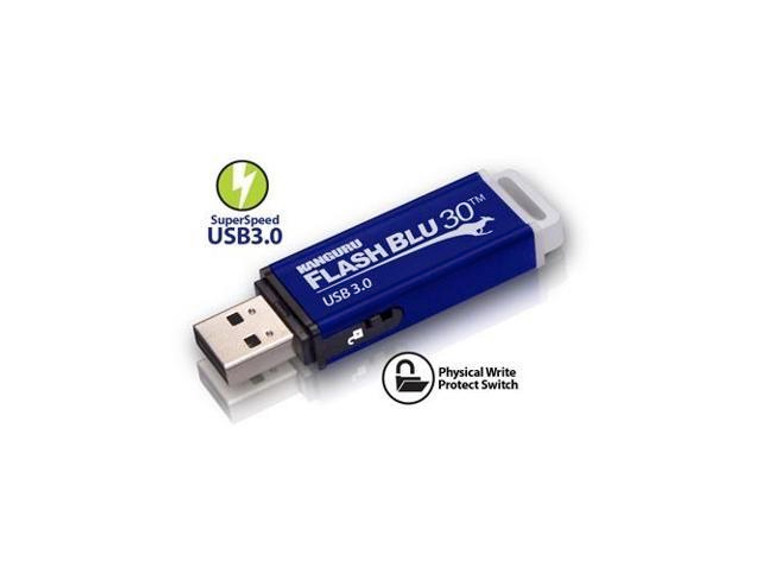 64GB Kanguru FlashBlu30 USB 30 fysieke write protect schakelaar Blauw