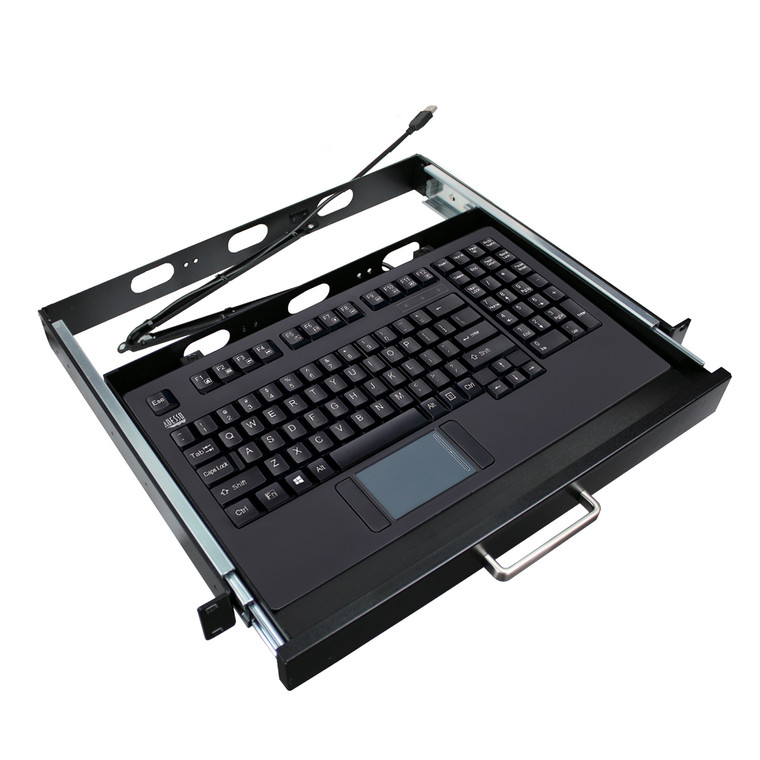 AKB-425UB-MRP - 1U 19 Rackmount drawer w/USB Touchpad Keybard (Black)