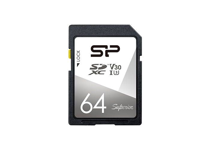 SP064GBSDXCV3V10, 64GB SDXC Superior V30 UHS-1 R/W up to 100/80 MB/s, UHS-1 (U1), 4K Ready