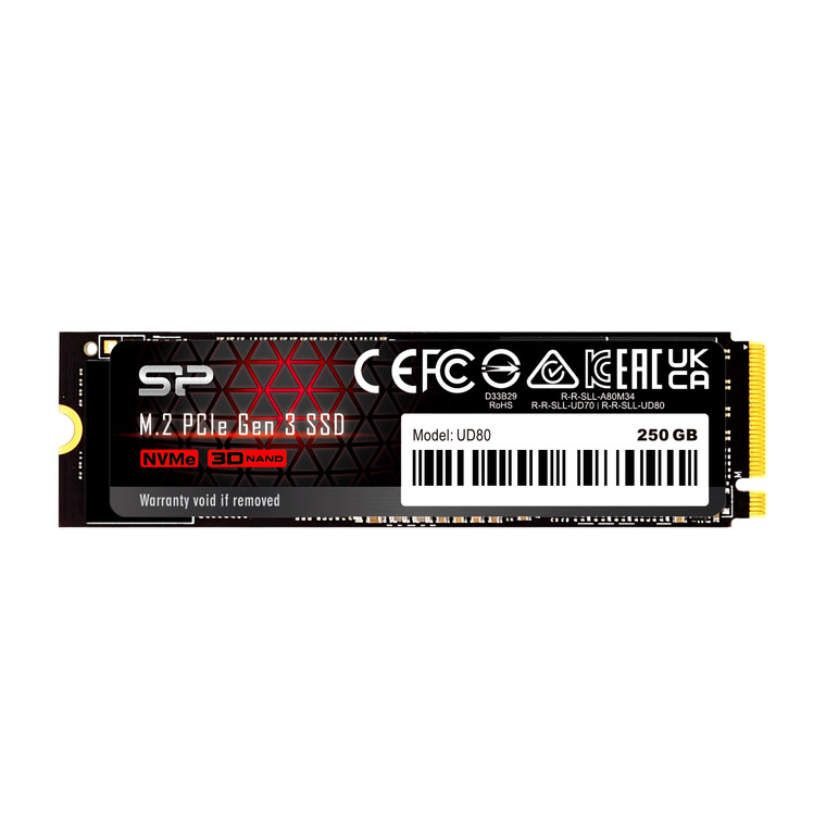 SP250GBP34UD8005, 250GB Silicon Power UD80 PCIe Gen3x4 NVMe Max 3400/3000 MB/s