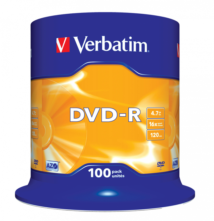 43549, DVD-R AZO 4.7GB 16X MATT SILVER SURFACE (100 PACK)