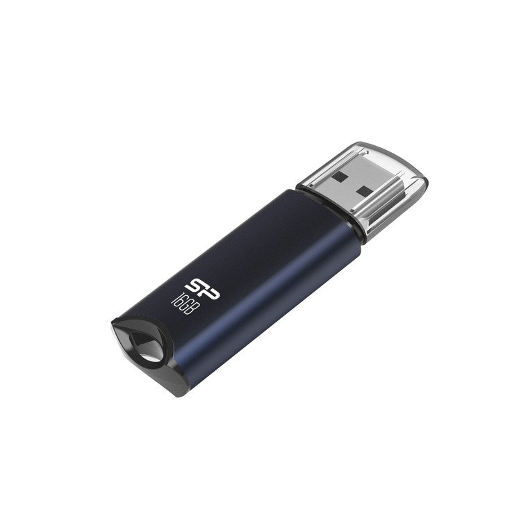 SP016GBUF3M02V1B, 16GB USB 3.2 Gen 1 Marvel M02 Blue, Built-in straphole, Aluminum housing