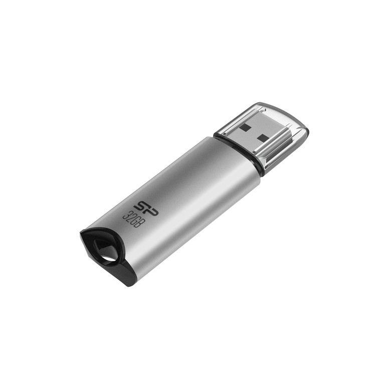 SP032GBUF3M02V1S, 32GB USB 3.2 Gen 1 Marvel M02 Silver, Built-in straphole, Aluminum housing