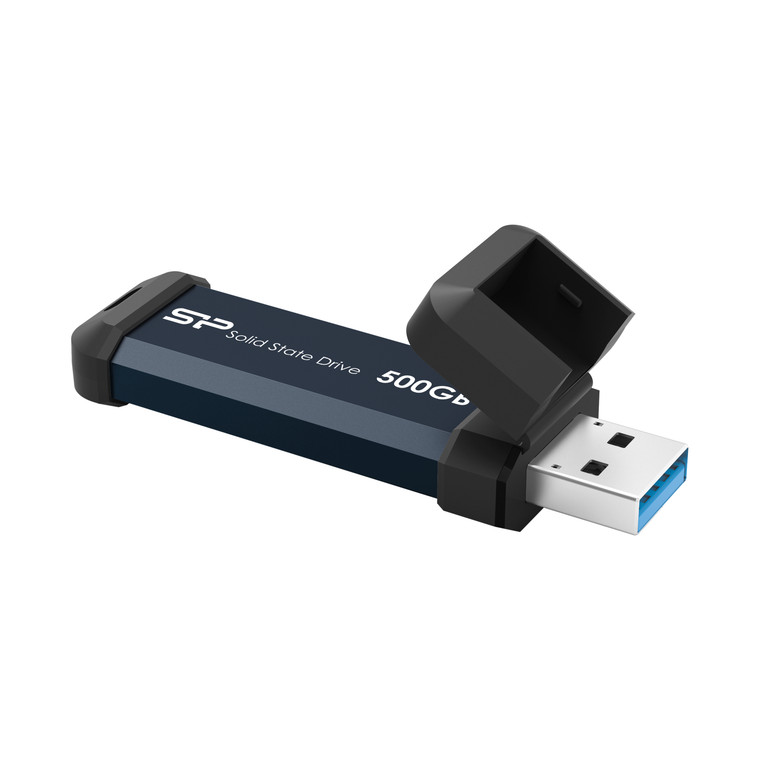 SP500GBUF3S60V1B, 500GB USB 3.2 Gen 2 MS60 External SSD in stick format, Type-A Interface, 600/500MB/s, Aluminium + Plastic
