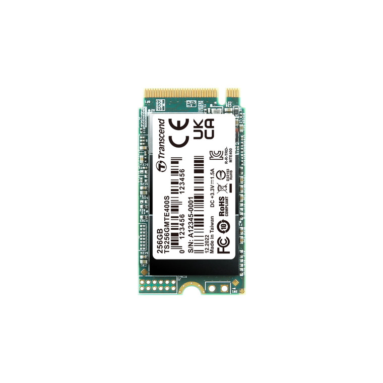 TS256GMTE400S, 256GB, M.2 2242, PCIe Gen3x4, NVMe, 3D TLC, DRAM-less