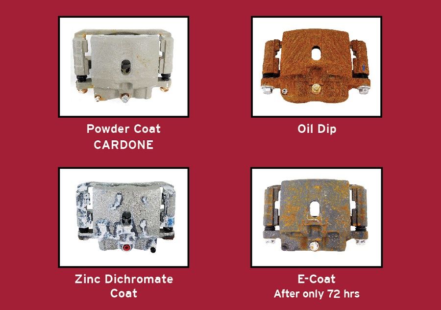 CARDONE's powder coating provides superior brake caliper rust protection