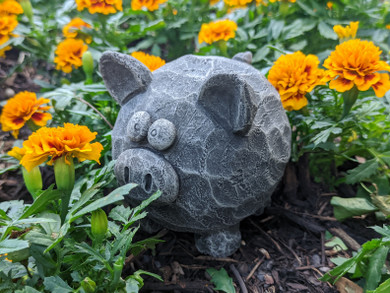 Cute Silly-Eyed Pig Concrete Statue