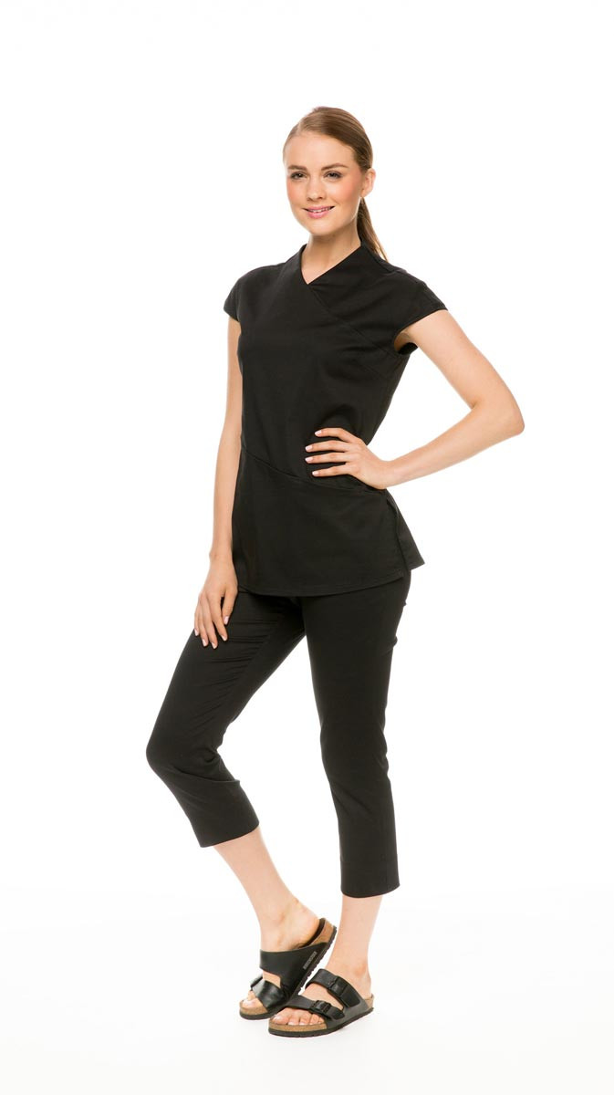 Black Cotton Blend Capri Pant with 