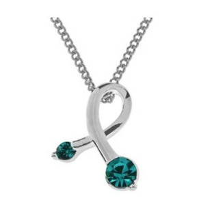 Indulgence Silv Plated Teal Crystal Twirl Necklace