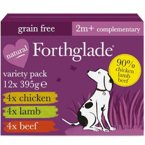Forthglade Just Chicken, Lamb & Beef Natural Wet Fog Food - Variety Pack (395g)