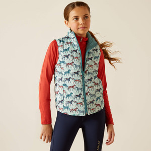Ariat Youth Bella Insulated Reversible Vest - Painted Ponies/Brittany Blue Ariat Youth Bella Insulated Reversible Vest - Painted Ponies/Brittany Blue