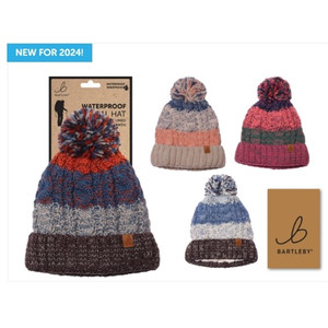 Bartleby Waterproof Striped Bobble Hat