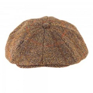 Heather Hats ZH015 Arran Harris Tweed Flat 8 Piece Cap Olive/Gold Heather Hats ZH015 Arran Harris Tweed Flat 8 Piece Cap Olive/Gold