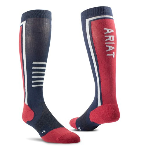 AriatTEK Slimline Performance Socks - Red/Navy