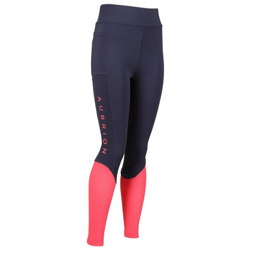 Aubrion Young Rider Rhythm Mesh Riding Tights - Navy