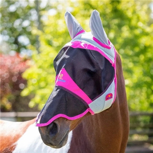 FlyGuard Pro Air Motion Fly Mask with Ears & Nose - Pink