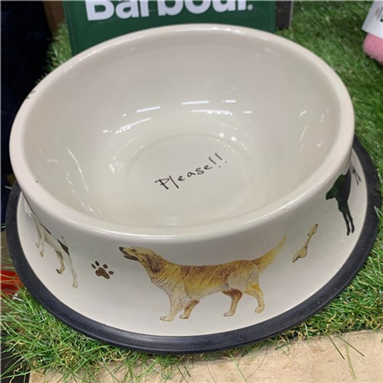 At Home In The Country 'Please' Dog Tin Bowl
