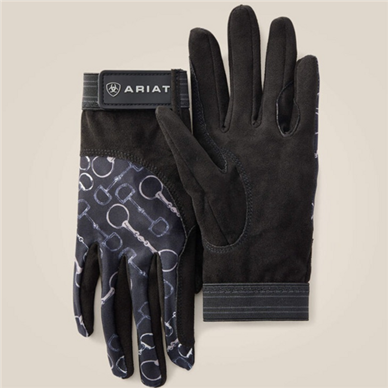 Ariat Tek Grip Glove - Charcoal Bit Print