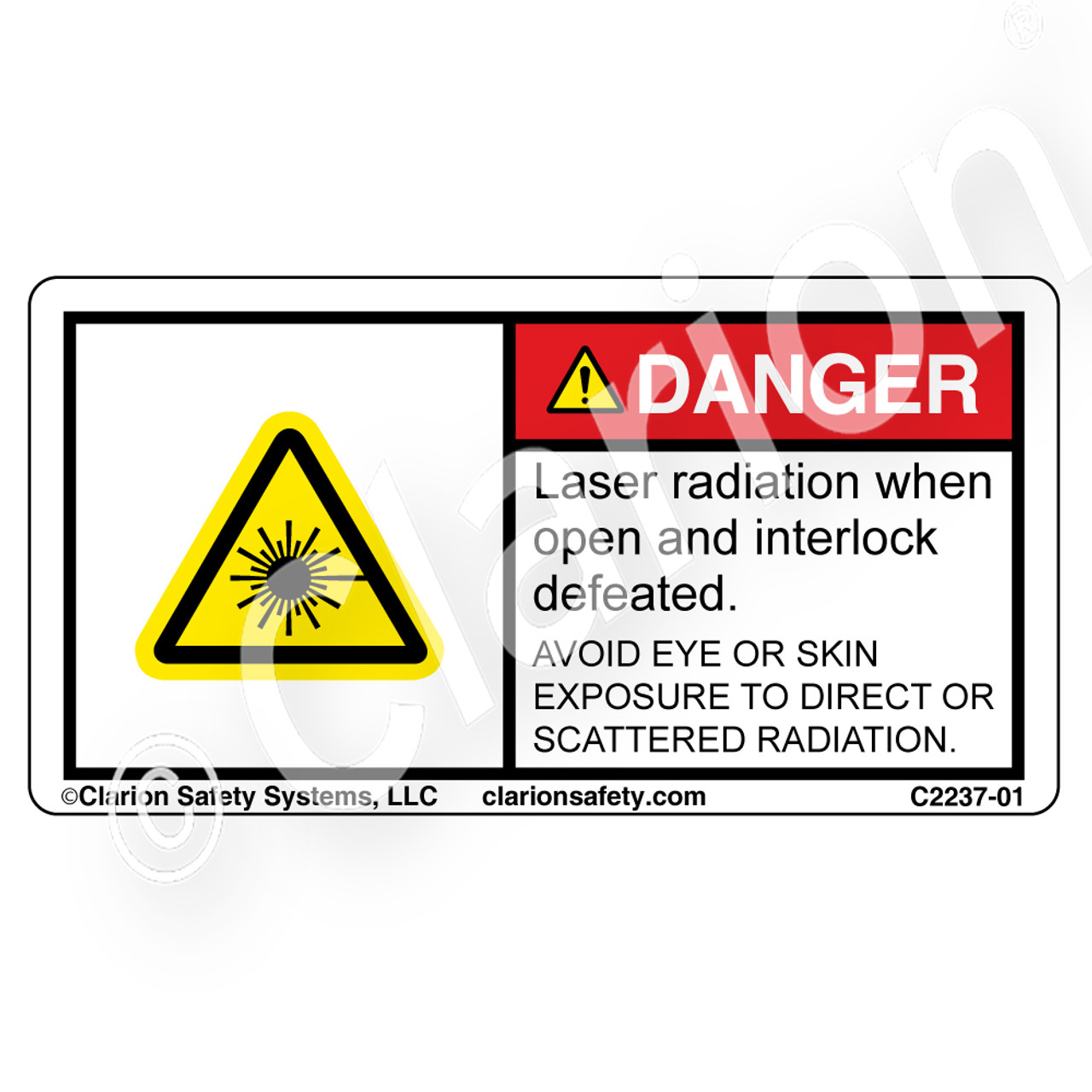 Danger/Laser Radiation when Open and Interlock (C223701) label