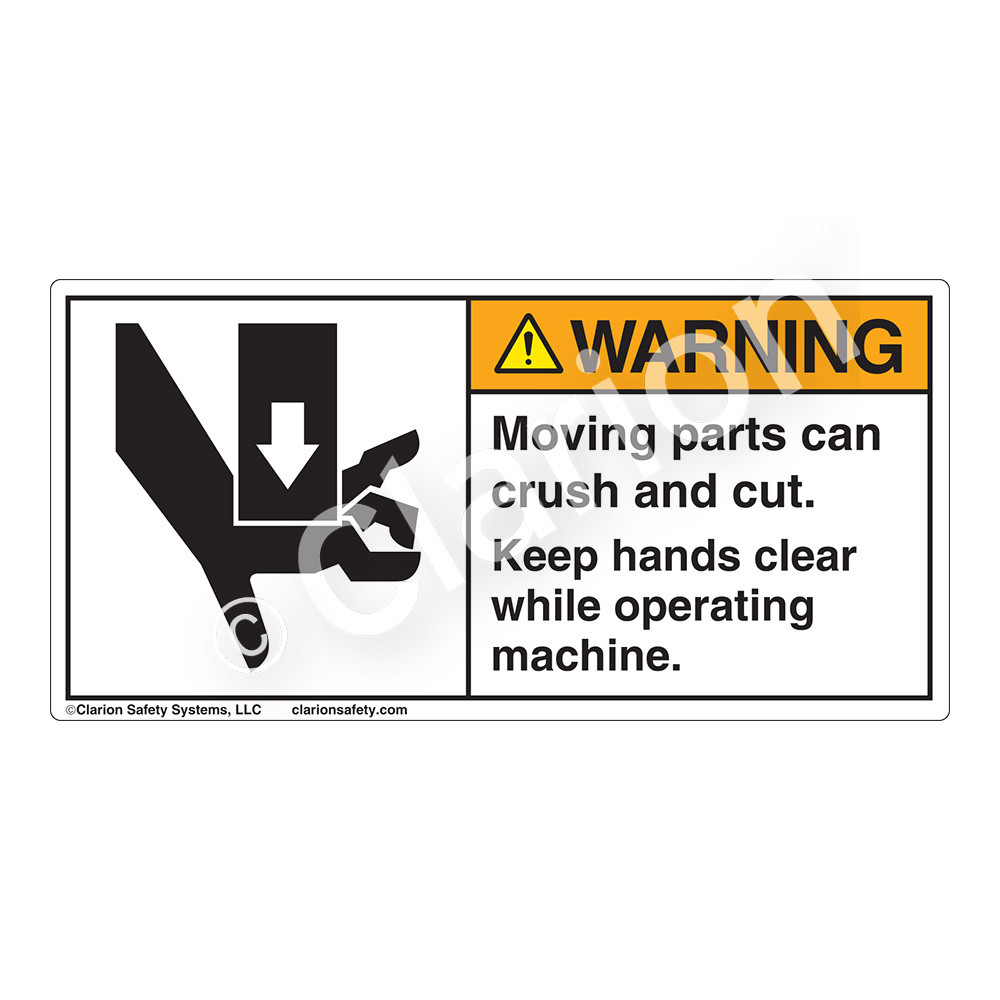 Warning/Moving Parts Can Crush (1017-FTWH) Label