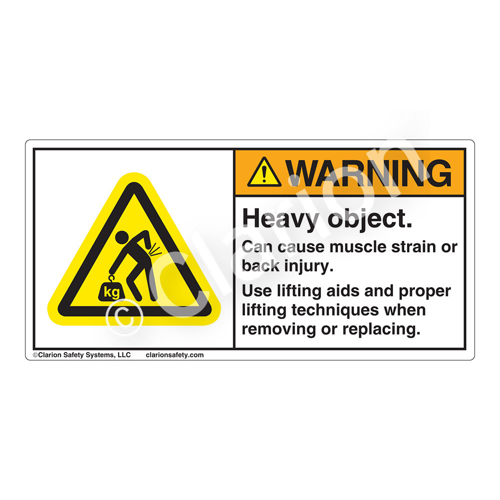 Warning/Heavy Object (H5158-437WH) Label