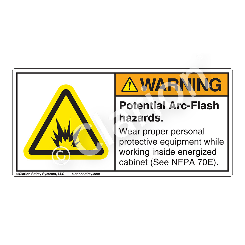Warning/Potential Arc Flash (H6006-718WH) Label