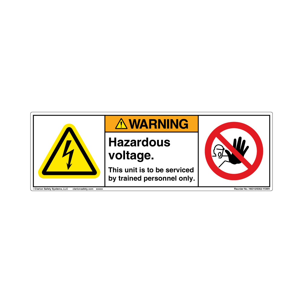 Warning/Hazardous Voltage (H6010/6062-Y5WH) Label
