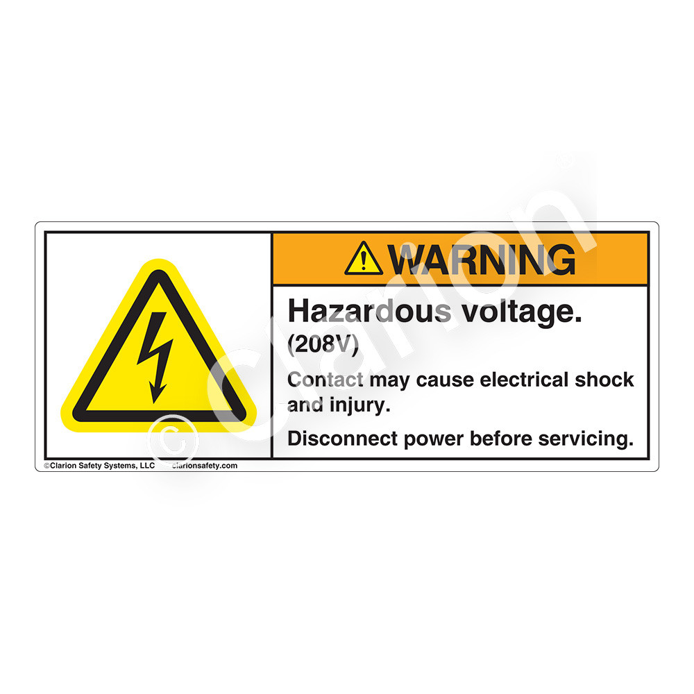 Warning/Hazardous Voltage (H6010-2LWH) Label