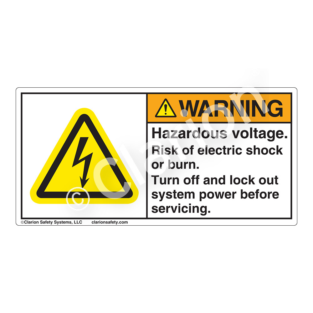 Warning/Hazardous Voltage (H6010-97WH) Label
