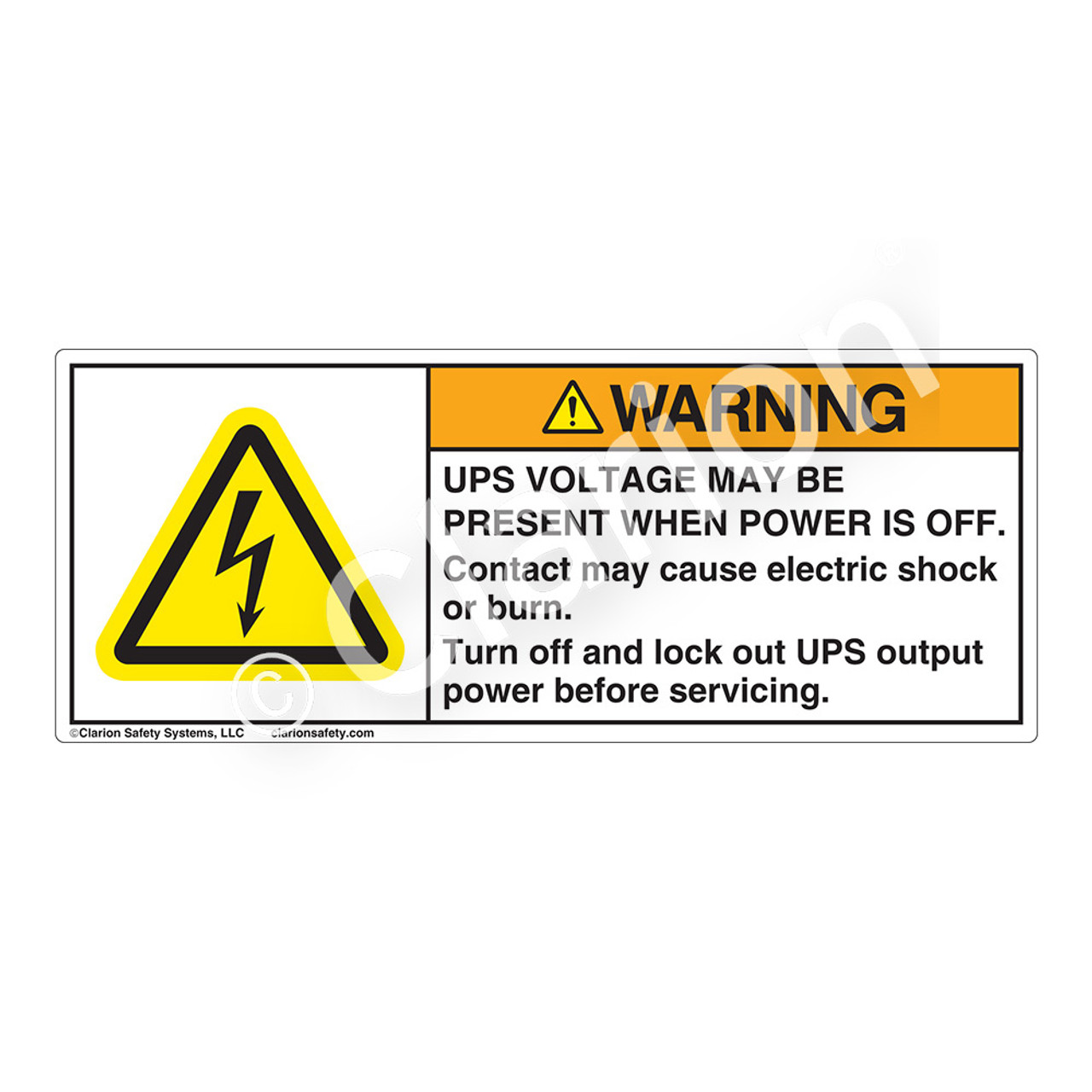 Warning/UPS Voltage May be Present (H6010-9PWH) Label