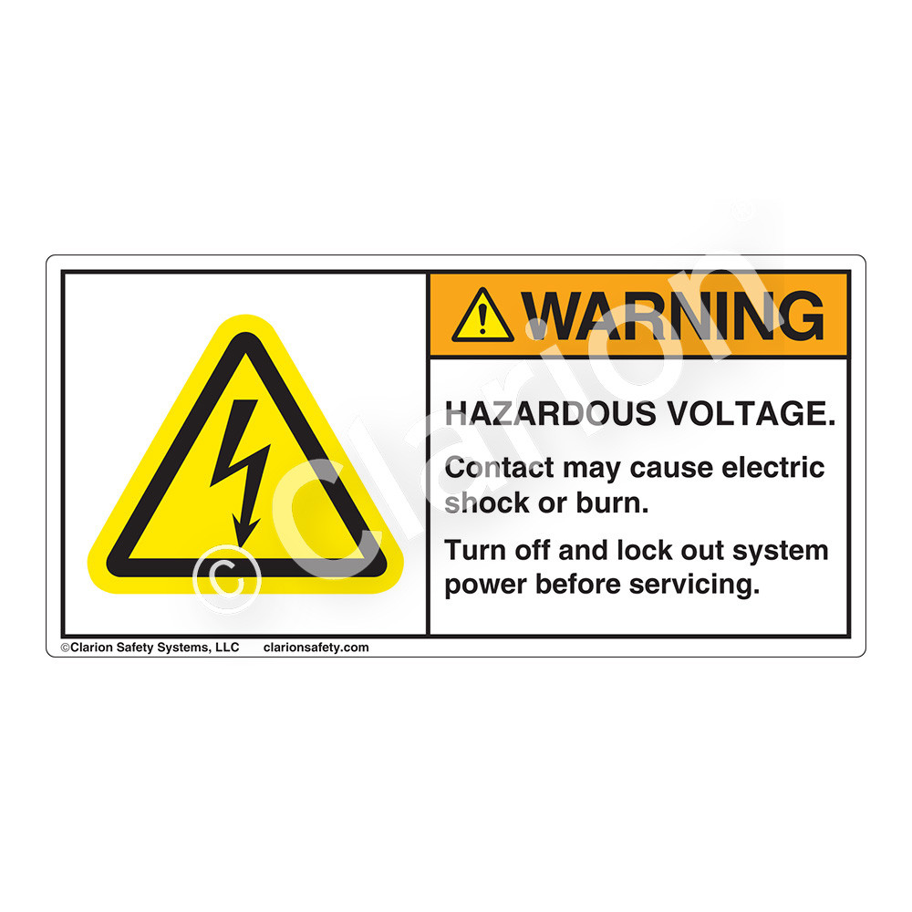 Warning/Hazardous Voltage (H6010-B1WH) Label