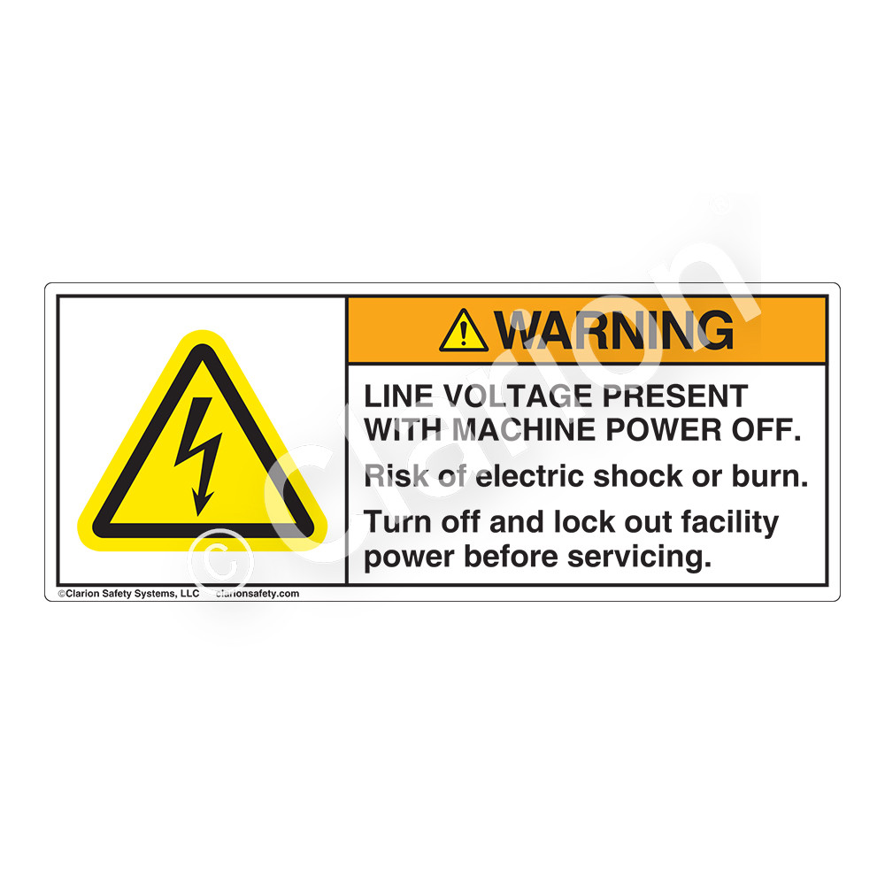 Warning/Line Voltage Present (H6010-PKWH) Label