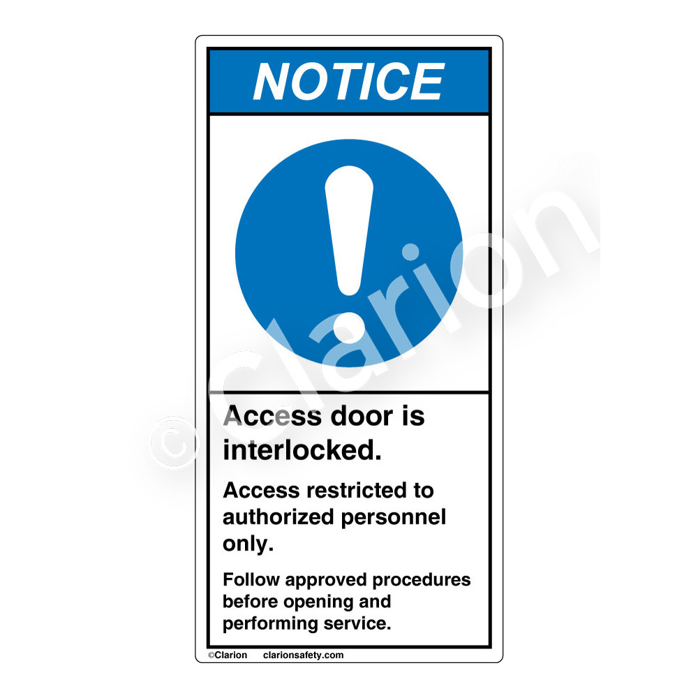 Notice/Access Door Interlocked (H6055-H17NV) Label