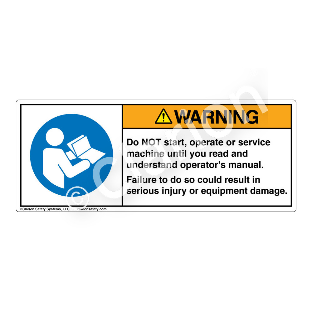 Warning/Do Not Start (H6126-W99WH) Label