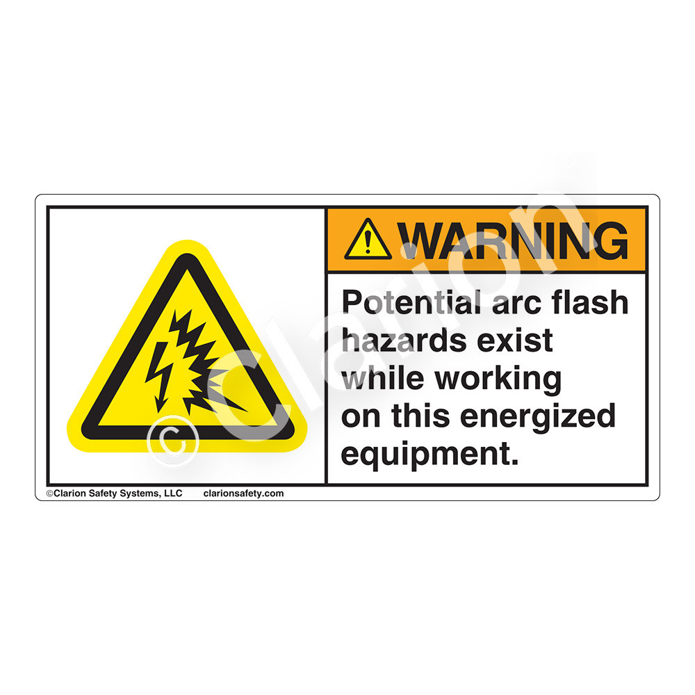flash サイン無し Warning/Potential Arc-Flash (H6643-9VWH) Label