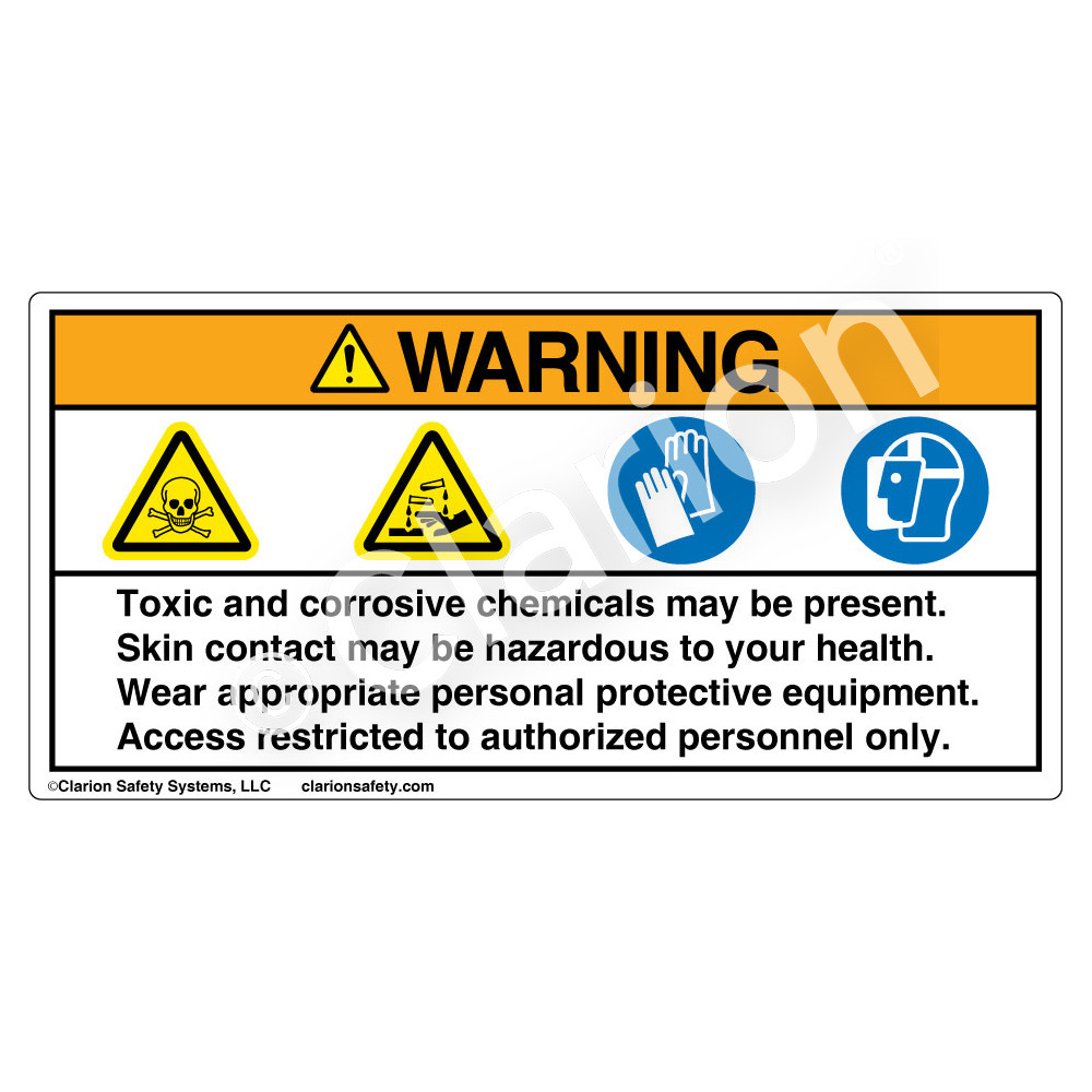 Warning/Toxic And Corrosive (HMS-9XWH) Label